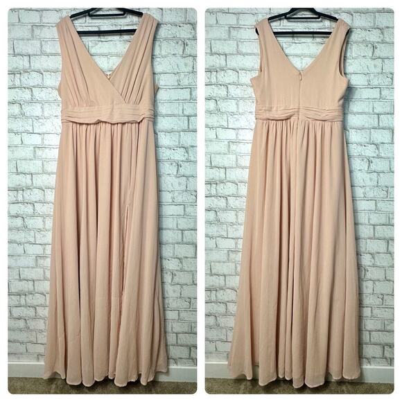 Lulus Dress Blush Pink Thoughts of Hue Surplice Maxi Gown Formal Bridesmaid 1X - Picture 2 of 9